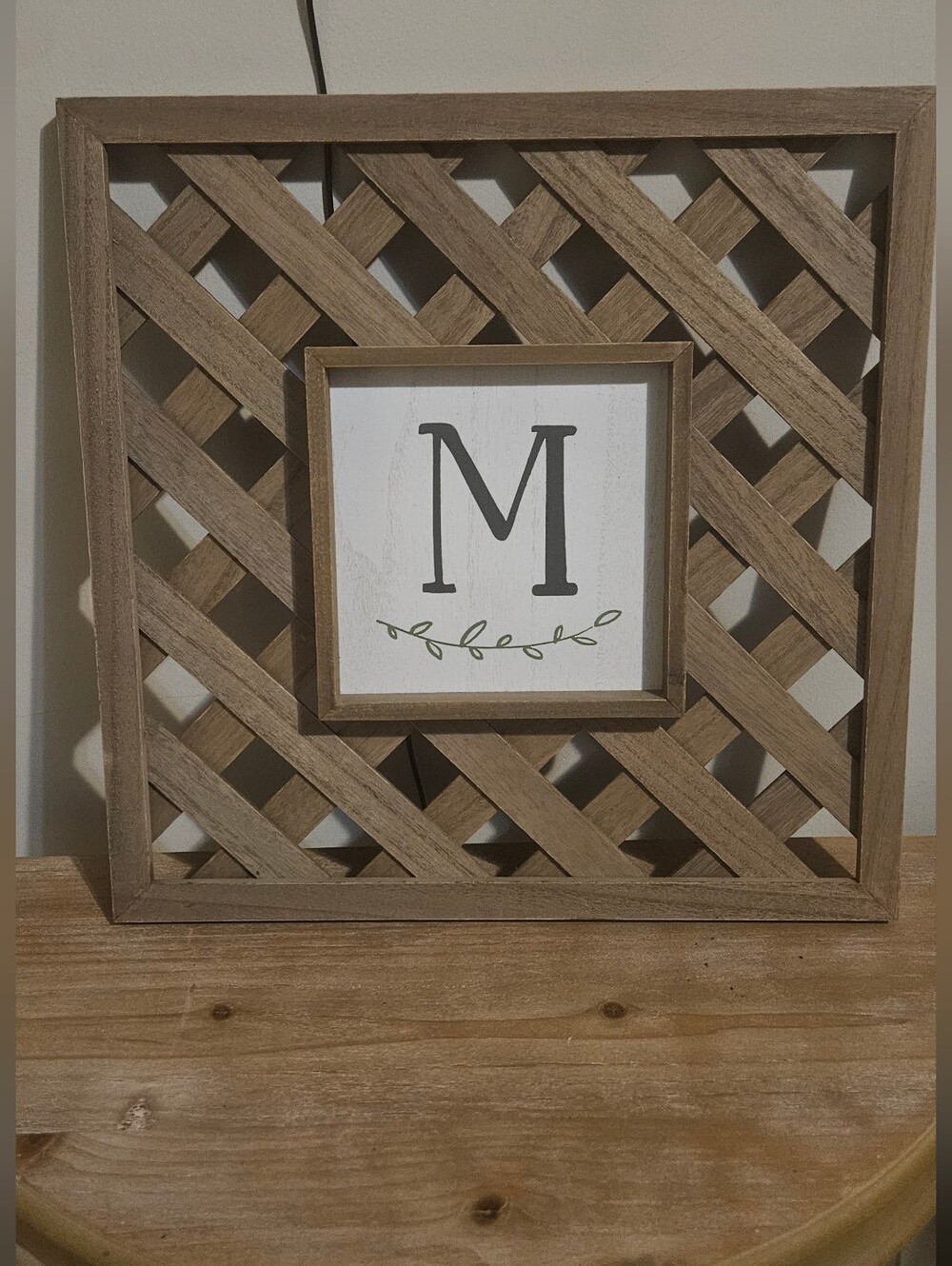 Rustic Brown Lattice Monogram Wall Accent - Brand